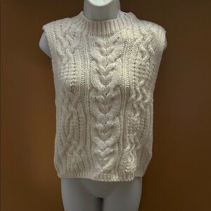 DKNY Cream Cable Knit Sweater Vest